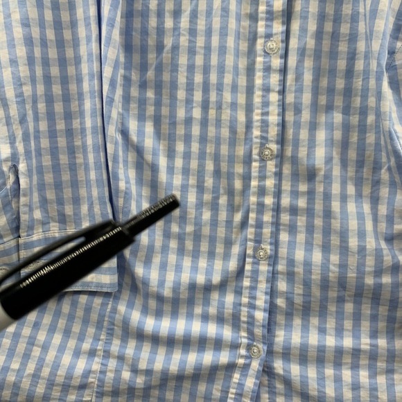 BASIC EDITIONS Shirt Womens 2X Button Up Blouse Top Plaid Long Sleeve Blue* - Picture 5 of 16